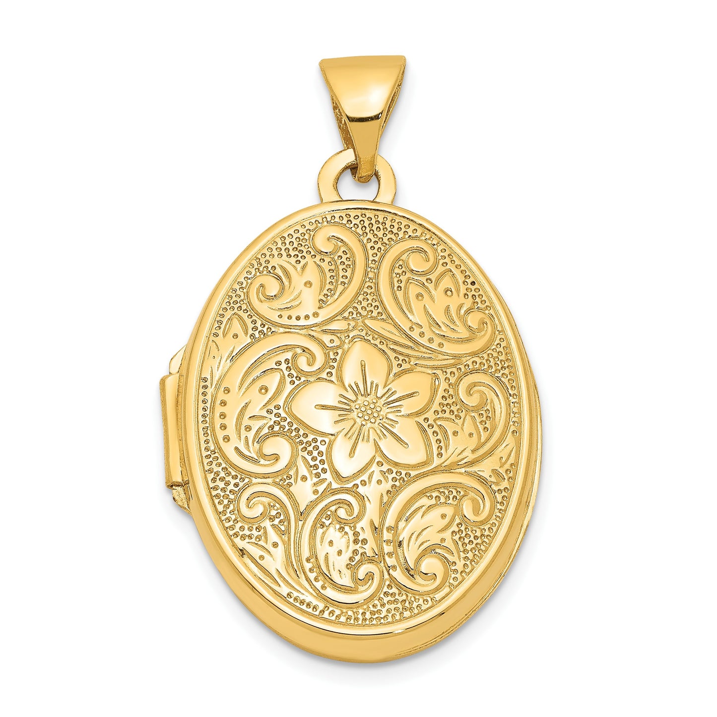 14k Floral Swirl Design 21mm Oval Locket