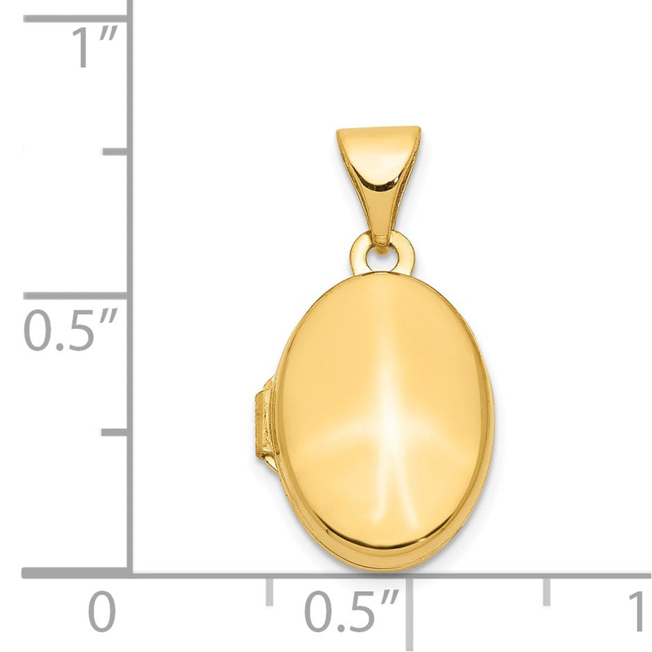 14k Polished Plain 13mm Oval Locket