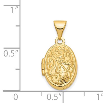 14k Beaded Scroll Design 13mm Oval Locket