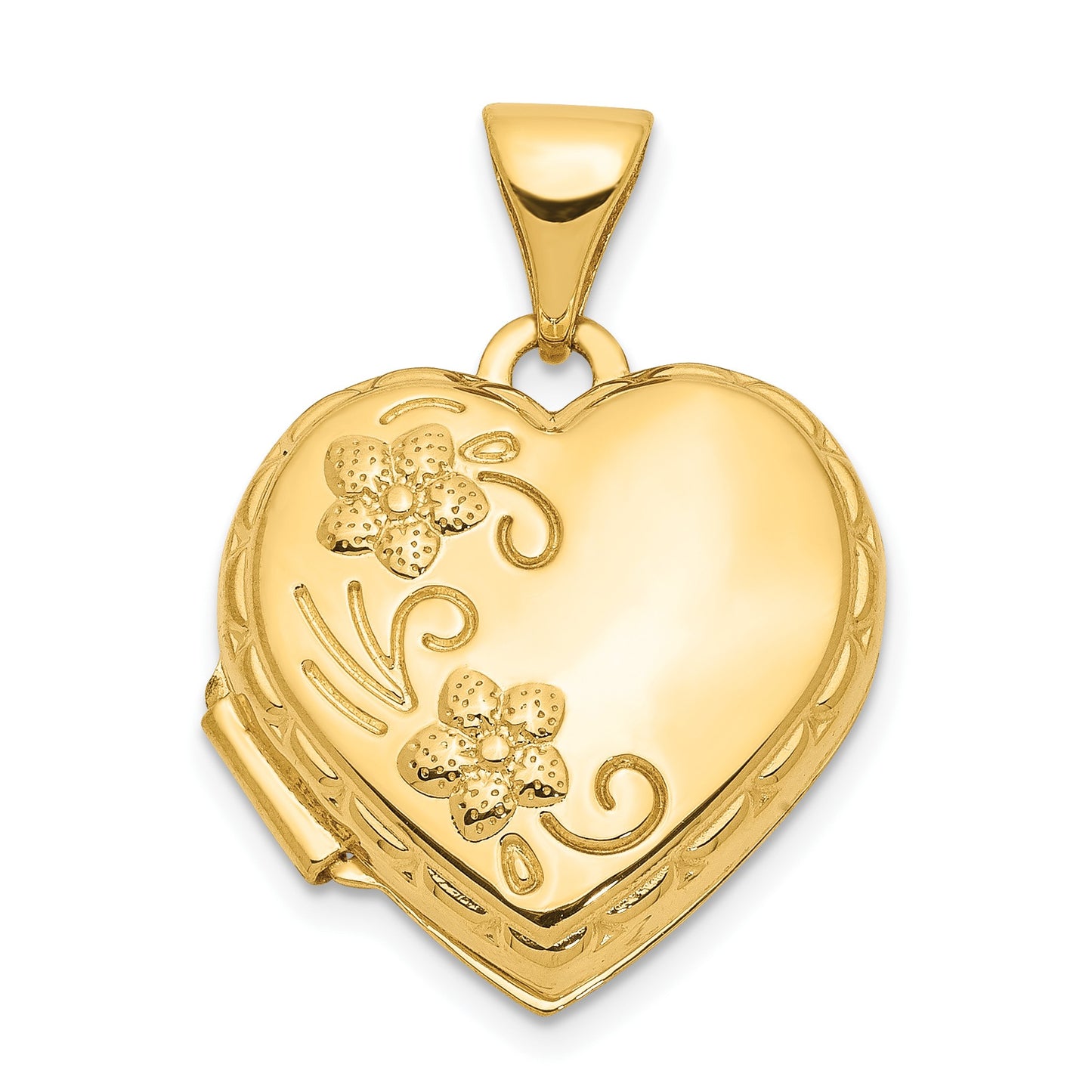 14k Floral 15mm Heart Locket