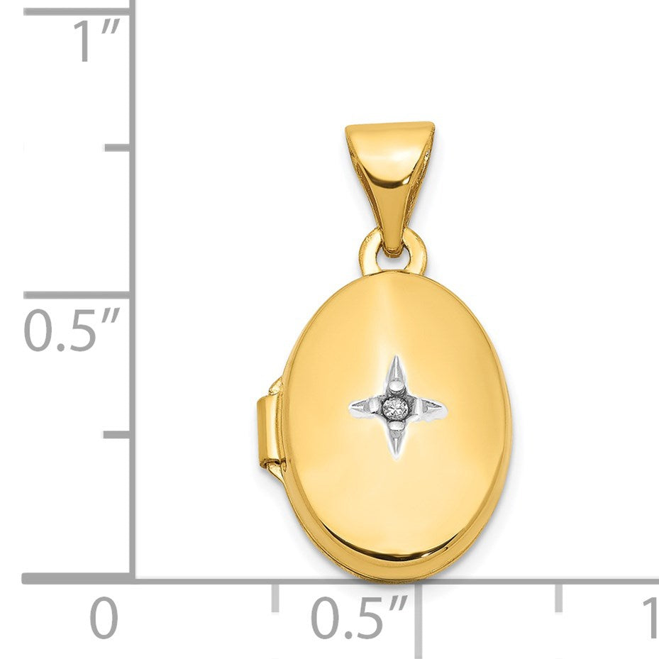 14k Diamond Star 13mm Oval Locket