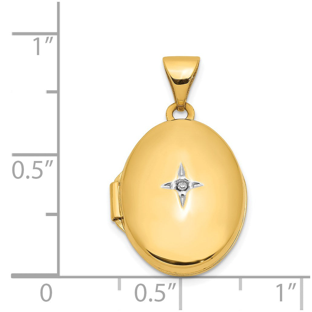 14k Diamond Star 17mm Oval Locket