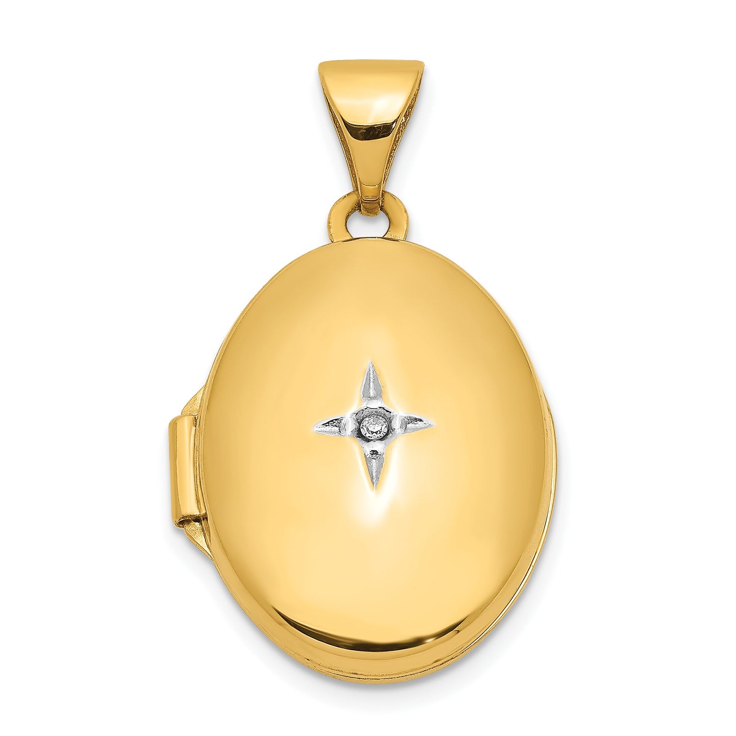 14k Diamond Star 17mm Oval Locket
