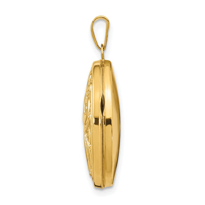 14k Domed Scroll Design 21mm Oval Locket
