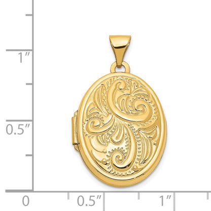 14k Domed Scroll Design 21mm Oval Locket
