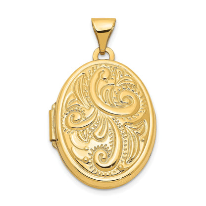 14k Domed Scroll Design 21mm Oval Locket