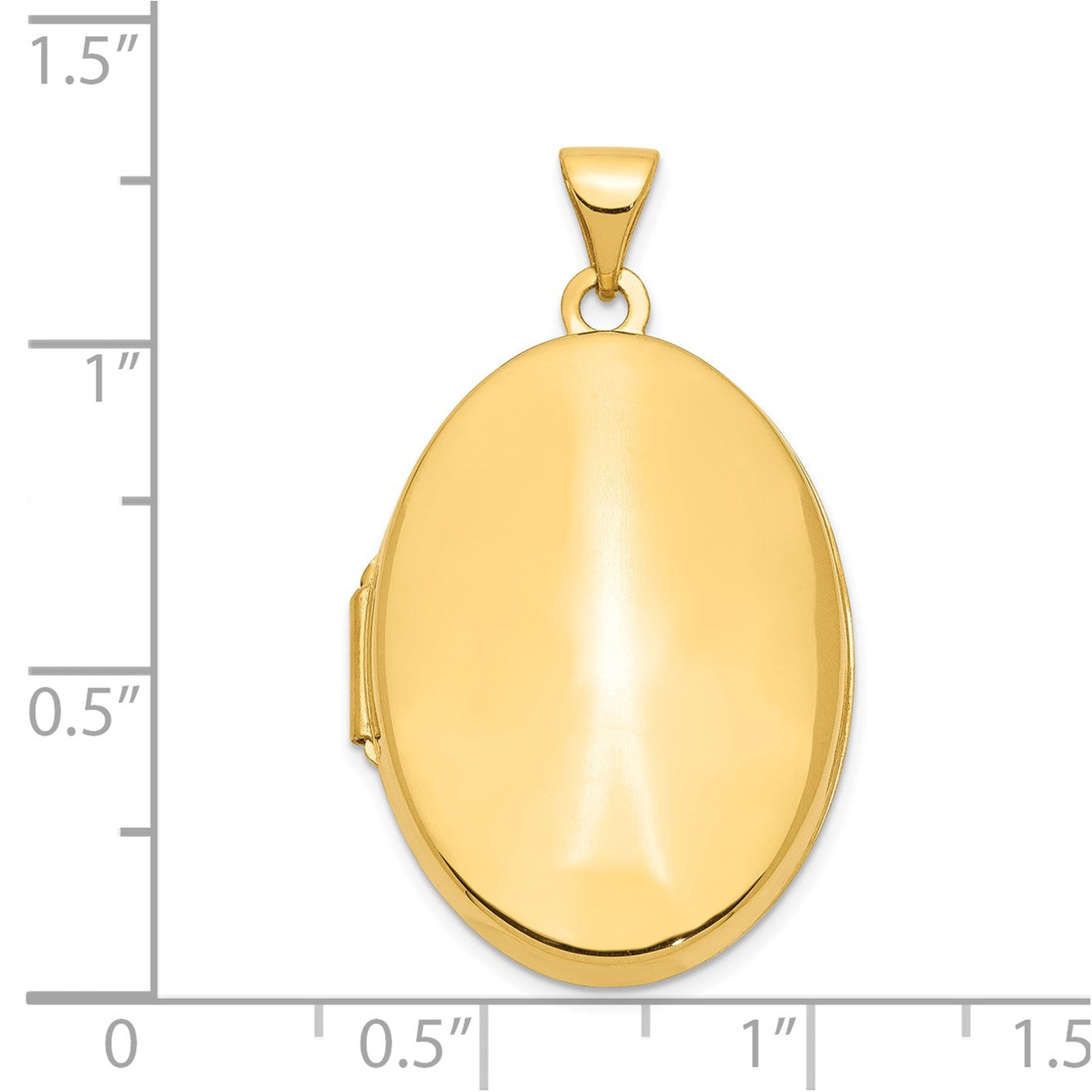14k Polished Domed Plain 26mm Oval Locket