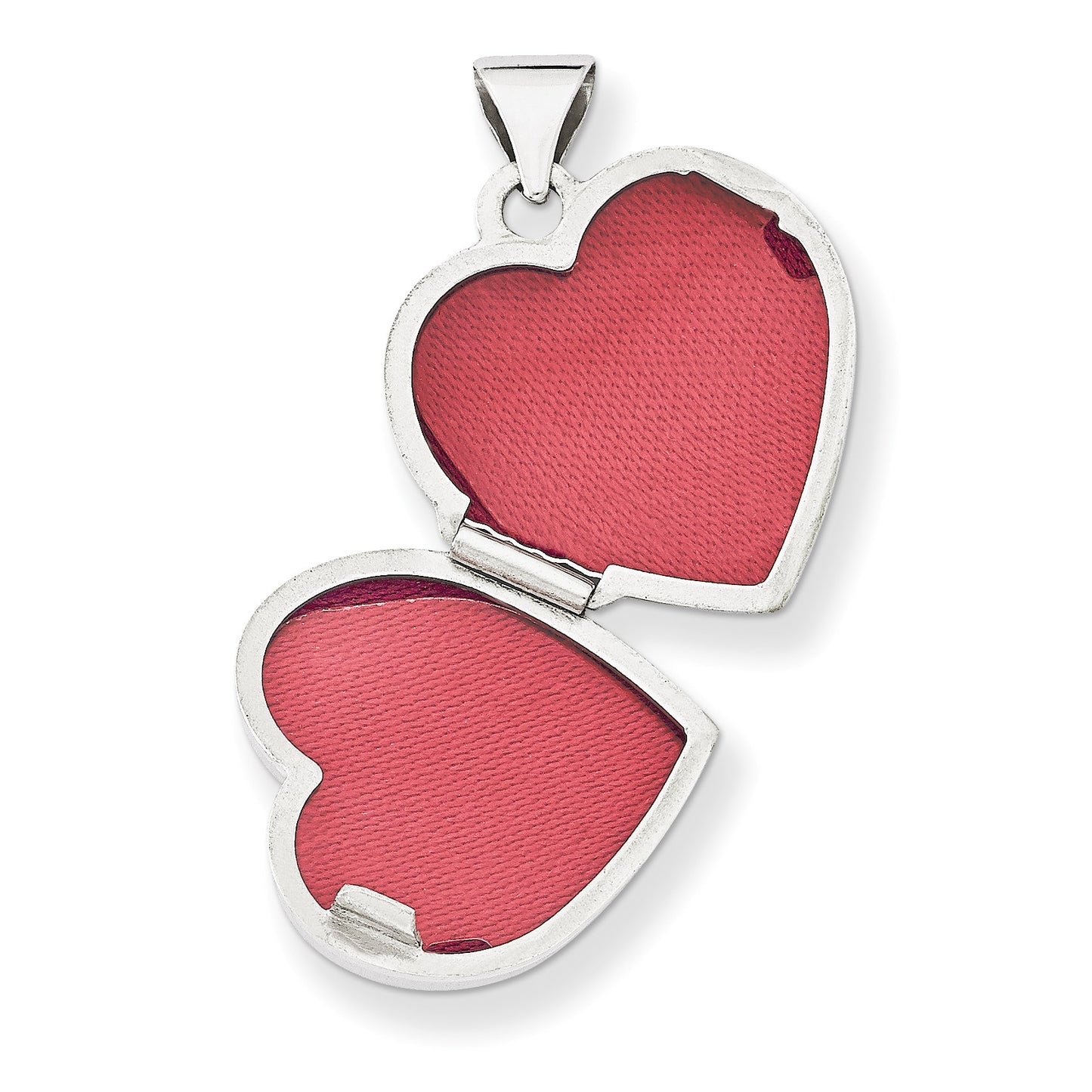 14k White Gold Two Hearts 15mm Heart Locket