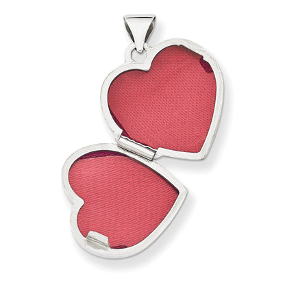 14k White Gold Two Hearts 15mm Heart Locket