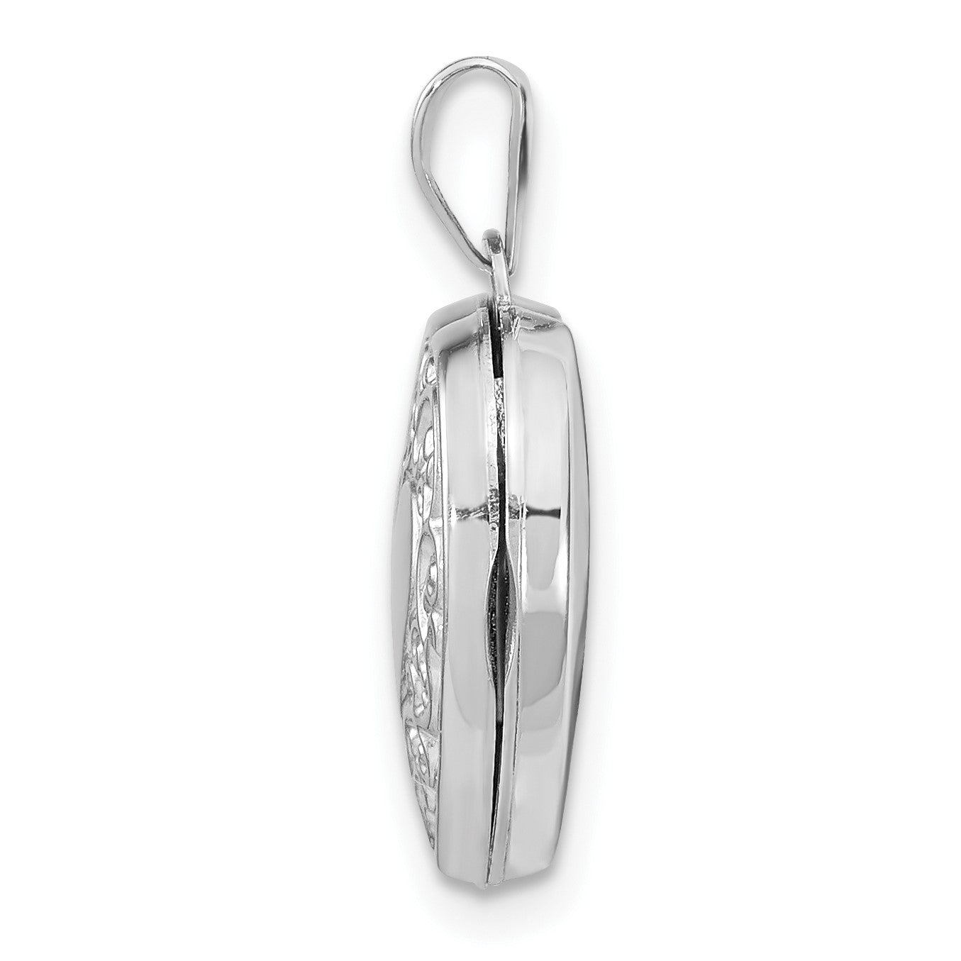 14k White Gold Polished Scrolled 15mm Heart Locket
