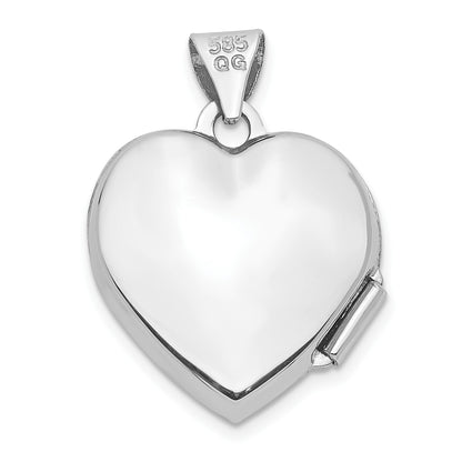 14k White Gold Polished Scrolled 15mm Heart Locket