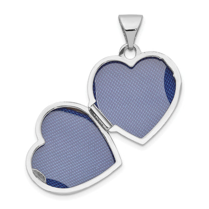 14k White Gold Polished Scrolled 15mm Heart Locket