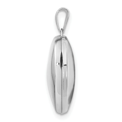 14k White Gold Polished Domed Plain 18mm Heart Locket