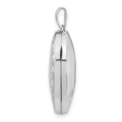 14k White Gold Scallop Design 21mm Heart Locket