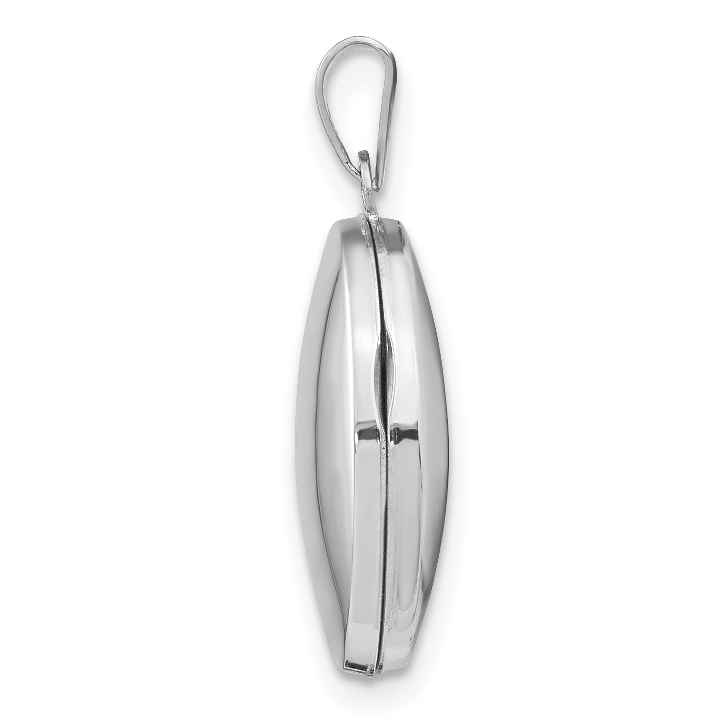 14k White Gold Polished Plain 17mm  Oval Locket