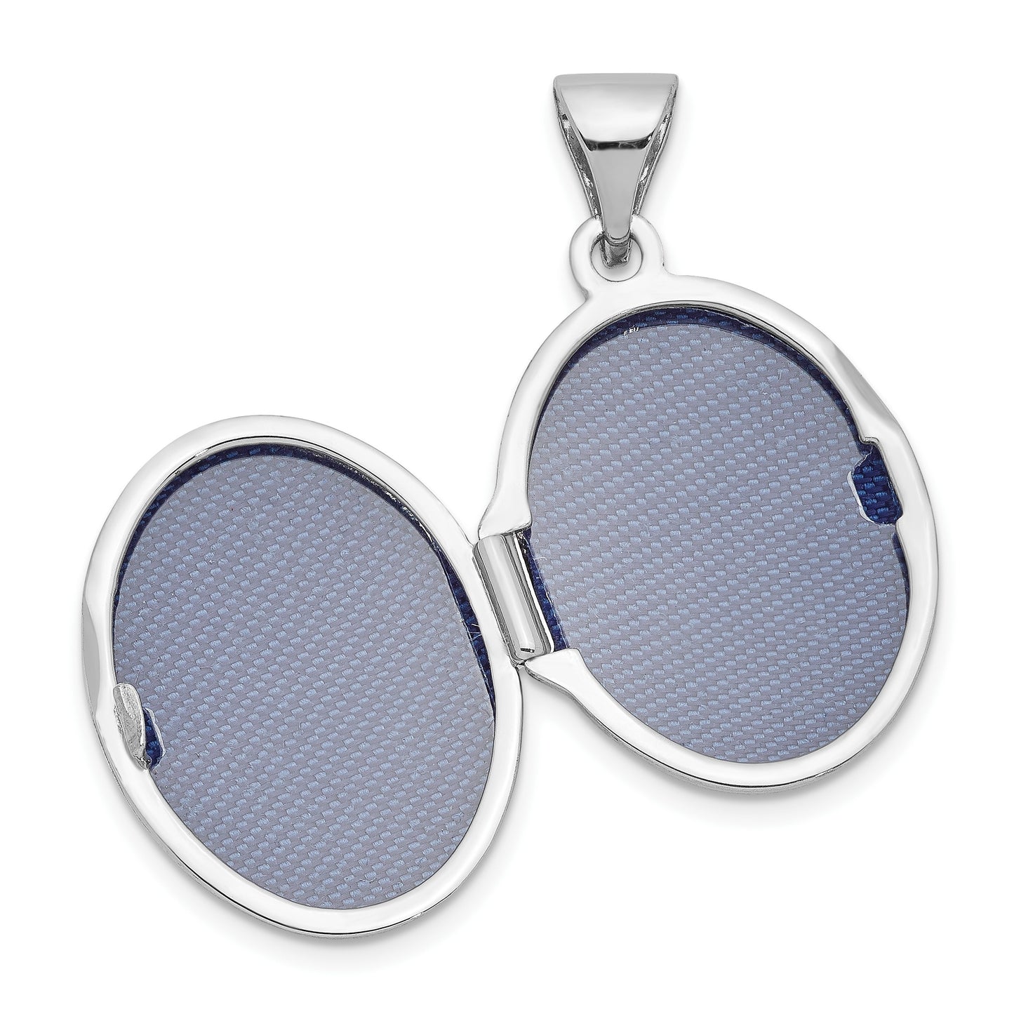 14k White Gold Polished Plain 17mm  Oval Locket