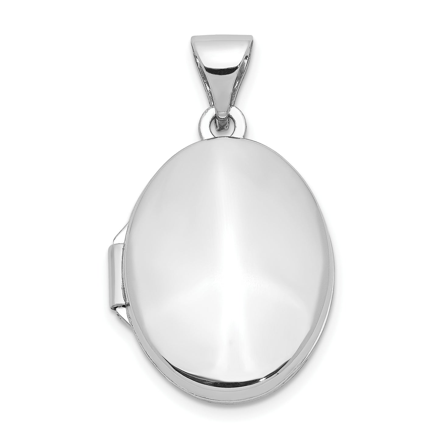 14k White Gold Polished Plain 17mm  Oval Locket