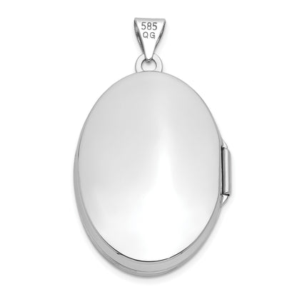 14k White Gold Polished Domed Plain 26mm Oval Locket