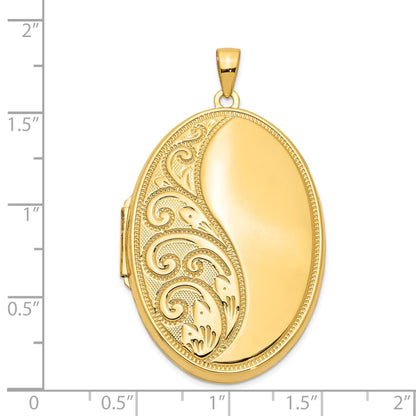 14k Half Swirl Design Heavy Weight 38mm Oval Locket