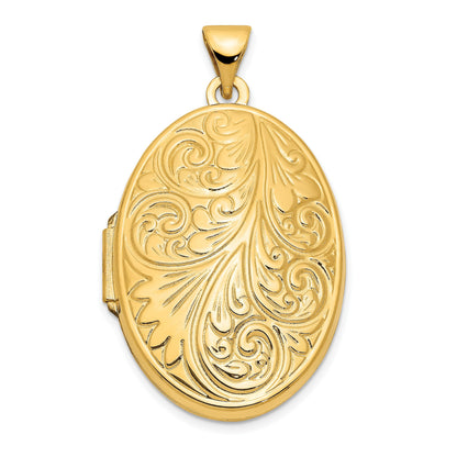 14k Scroll Design 26mm Oval Locket