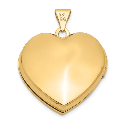 14k Polished Domed 21mm Heart Family Locket Holds 4 Photos