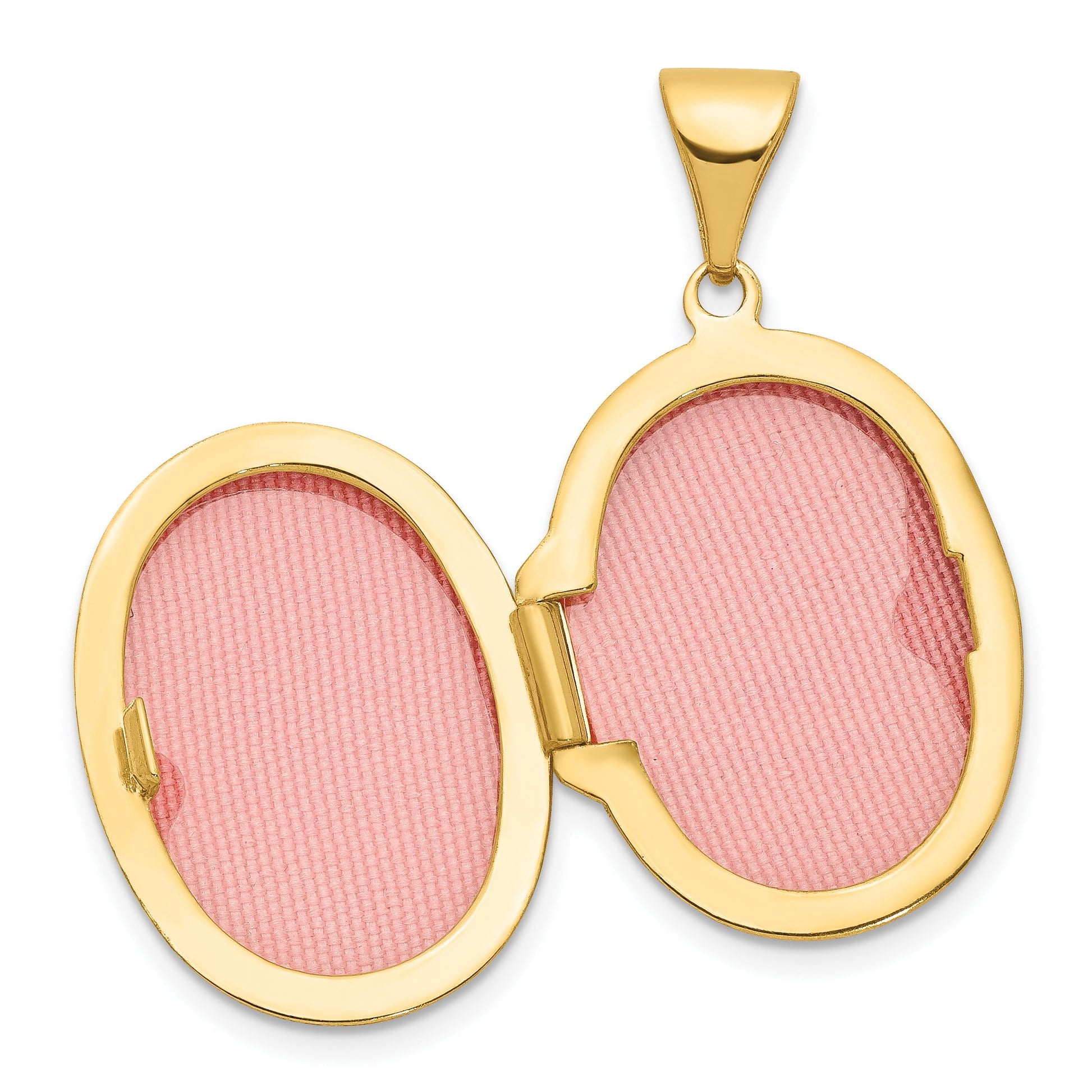 14k with White Rhodium Footprints Poem on Reverse 17mm Oval Locket