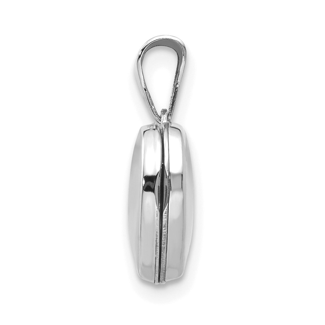 14k White Gold Polished Plain 10mm Heart Locket