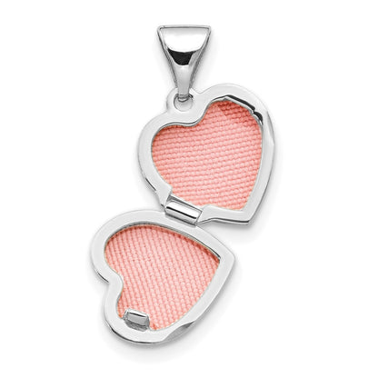 14k White Gold Floral 10mm Heart Locket