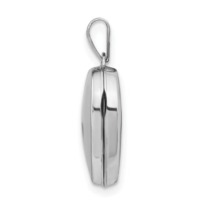 14k White Gold Polished Plain 15mm Heart Locket