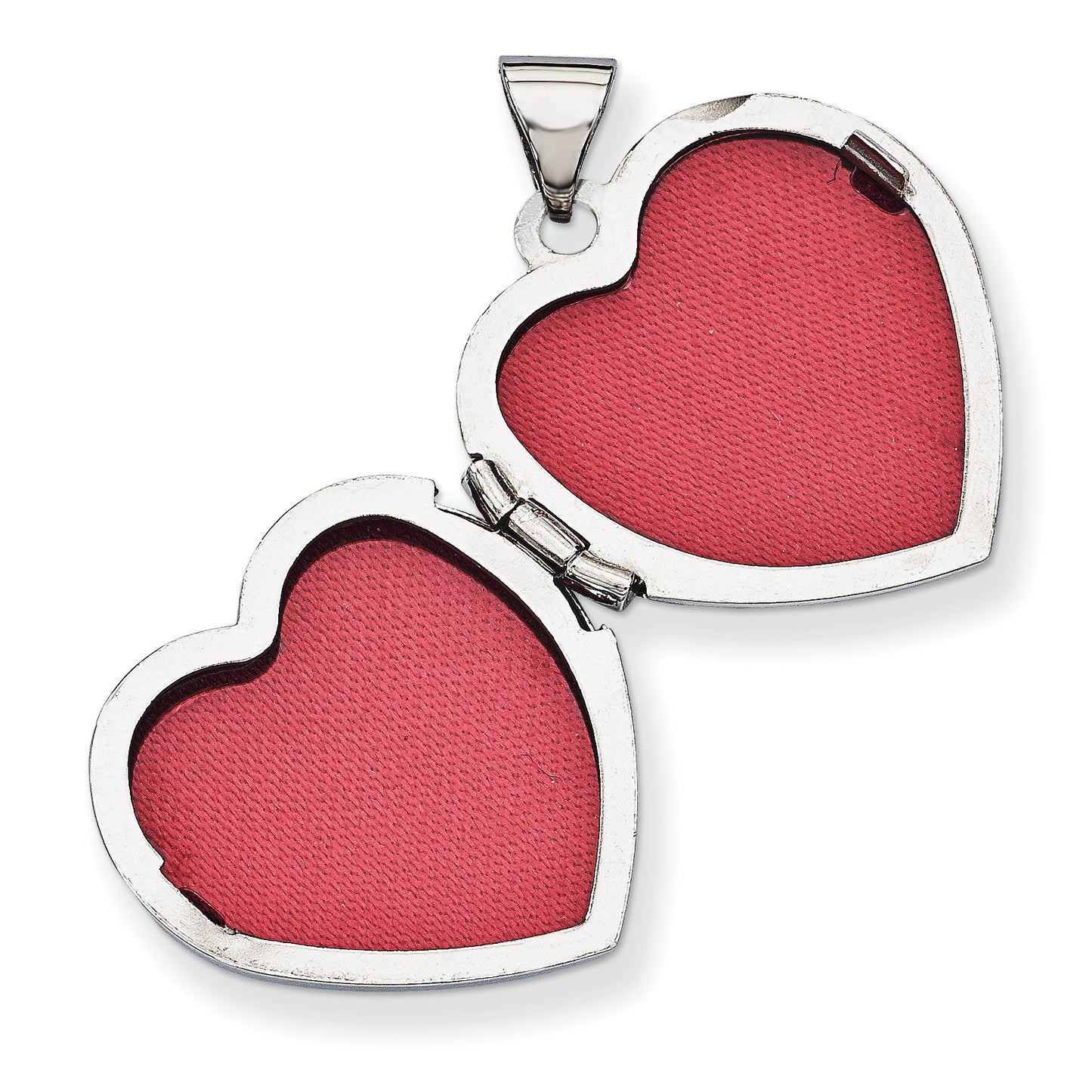 14k White Gold Diamond Claddagh with Poem on Reverse 18mm Heart Locket