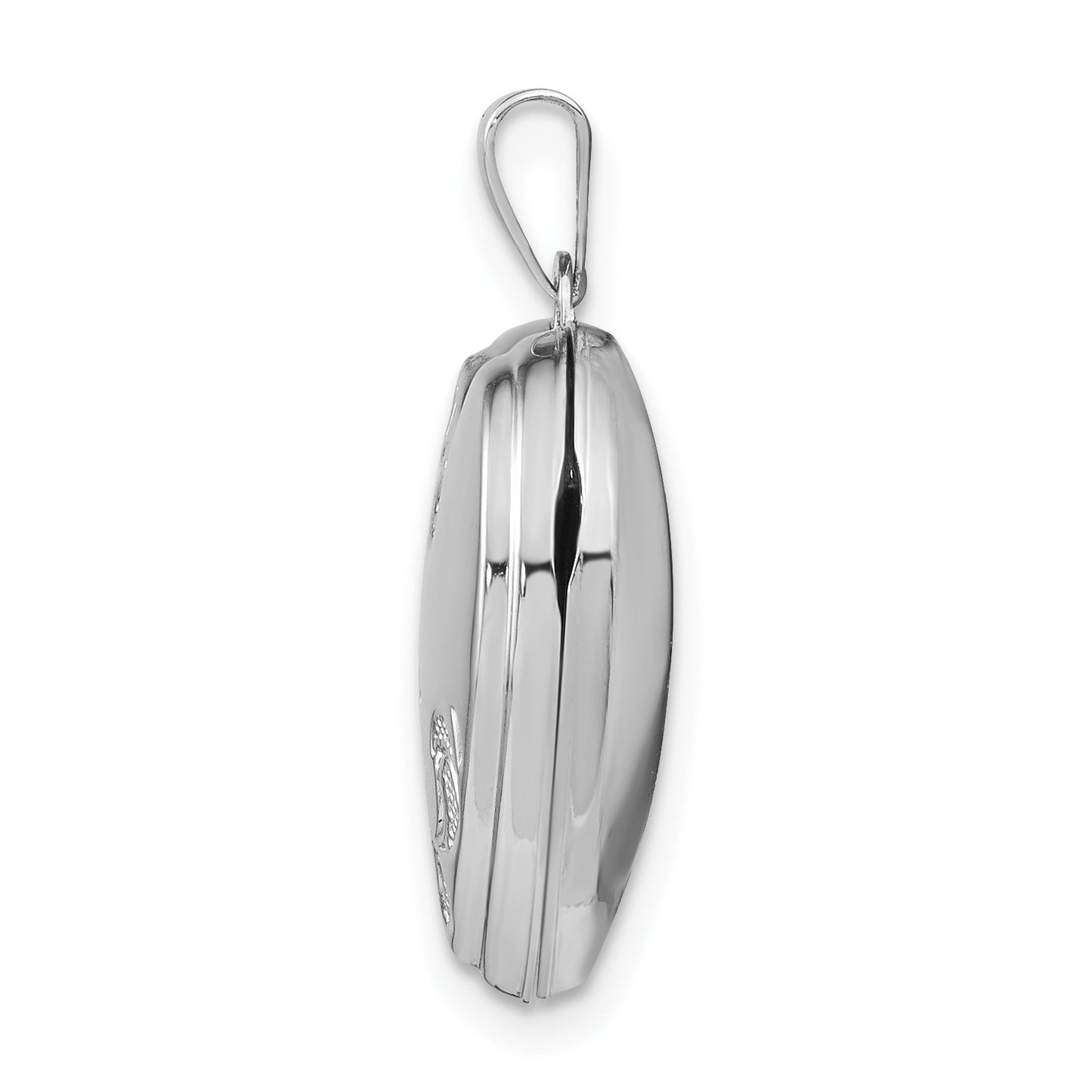 14K White Gold Polished Floral 18mm Heart Locket