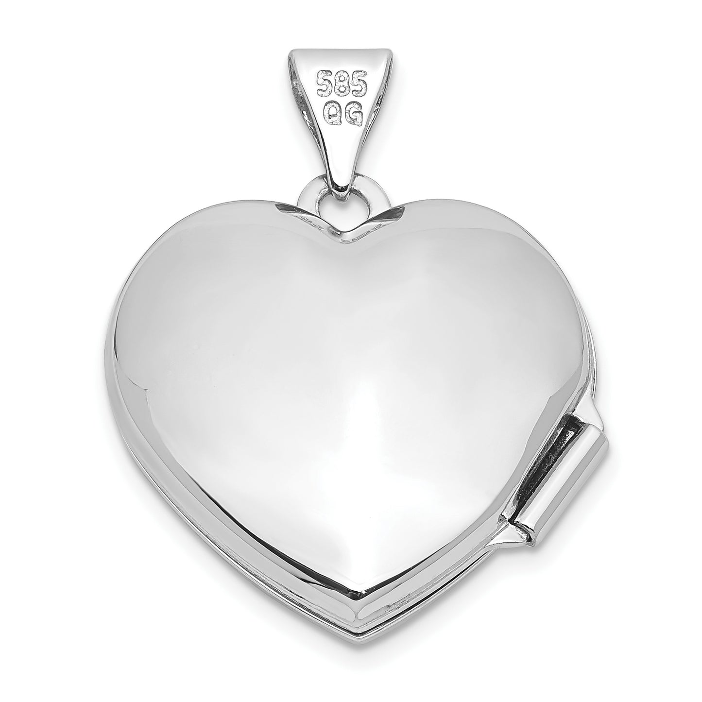 14K White Gold Polished Floral 18mm Heart Locket