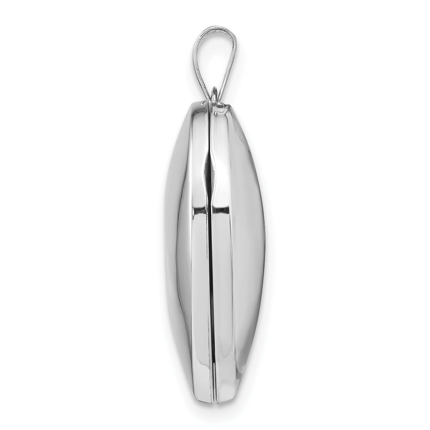 14k White Gold Polished Domed Plain 21mm Heart Locket
