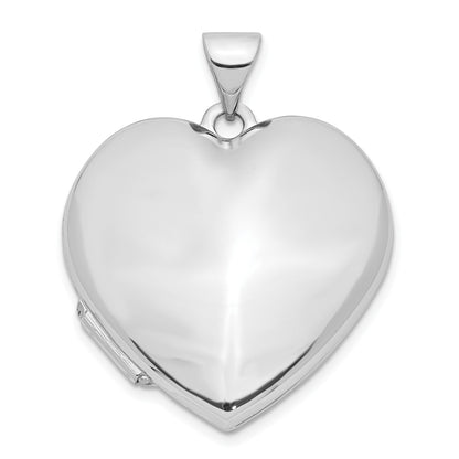 14k White Gold Polished Domed Plain 21mm Heart Locket