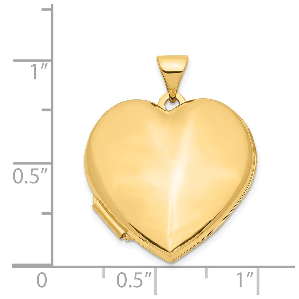 14k Polished Domed Plain 21mm Heart Locket