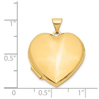 14k Polished Domed Plain 21mm Heart Locket