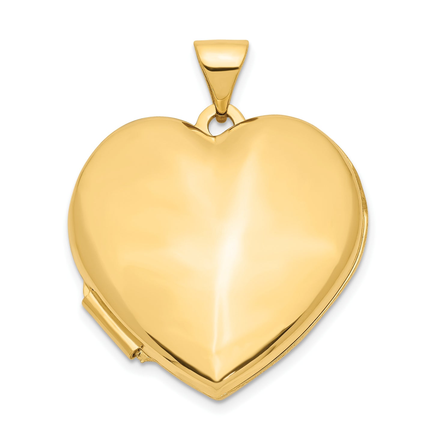 14k Polished Domed Plain 21mm Heart Locket