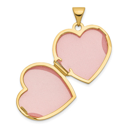 14K Polished Floral 18mm Heart Locket