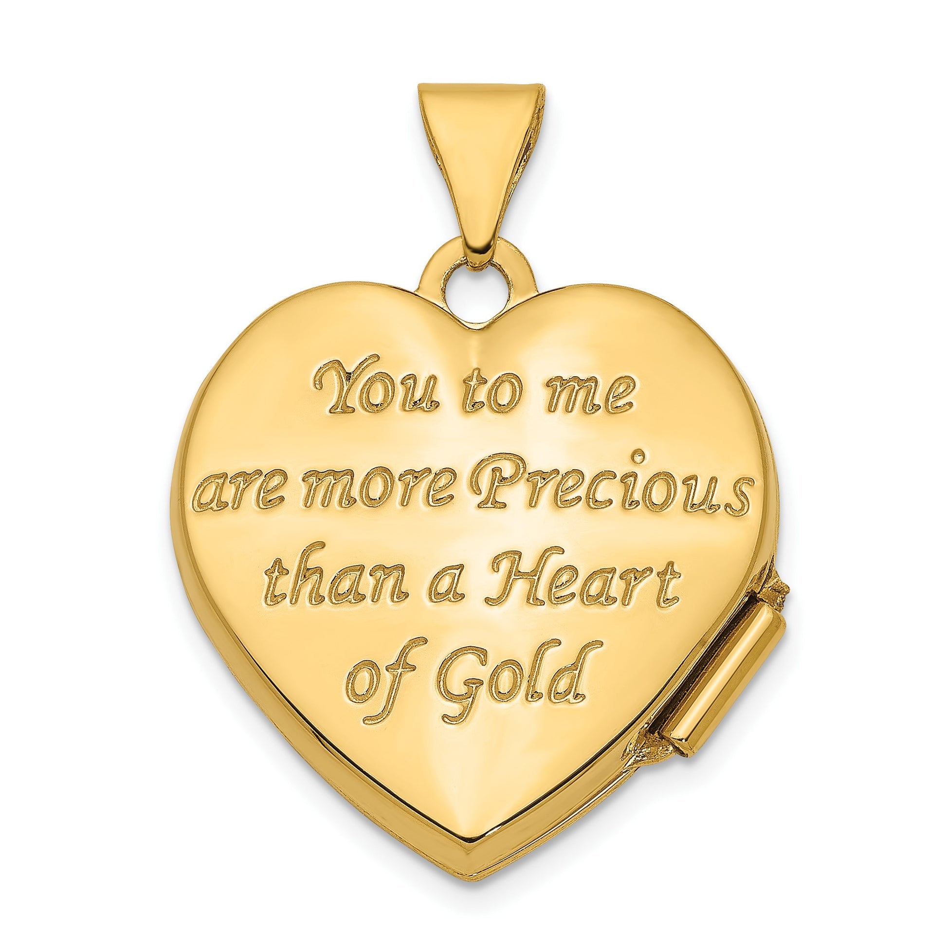 14k with White Rhodium Celtic Knot with Heart of Gold Poem on Reverse 18mm Heart Locket