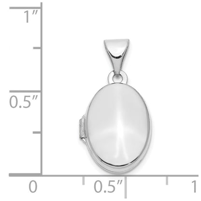 14k White Gold Polished Plain 13mm Oval Locket