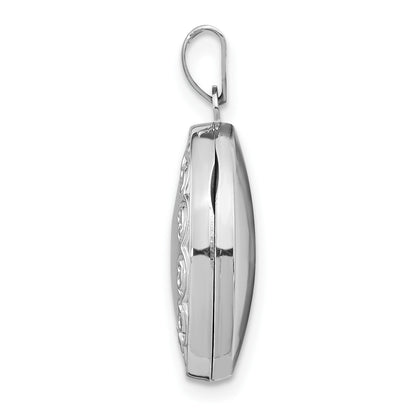 14k White Gold Scalloped Border 17mm Oval Locket