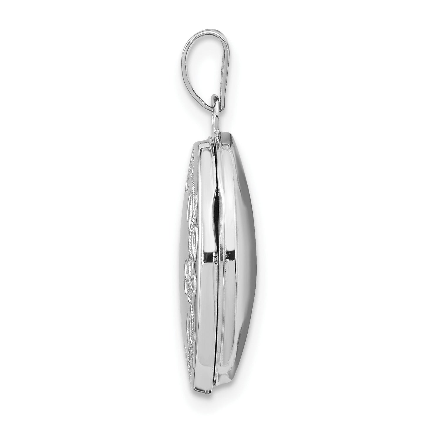 14k White Gold Floral Border 17mm Oval Locket