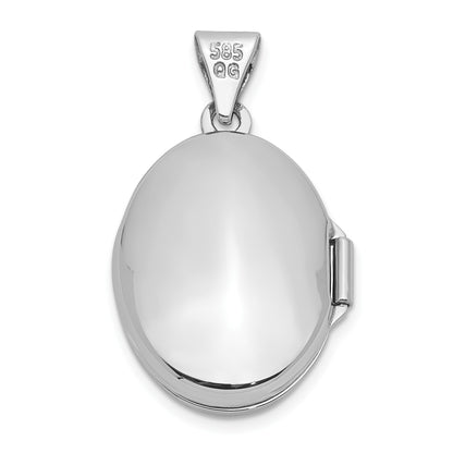 14k White Gold Floral Border 17mm Oval Locket