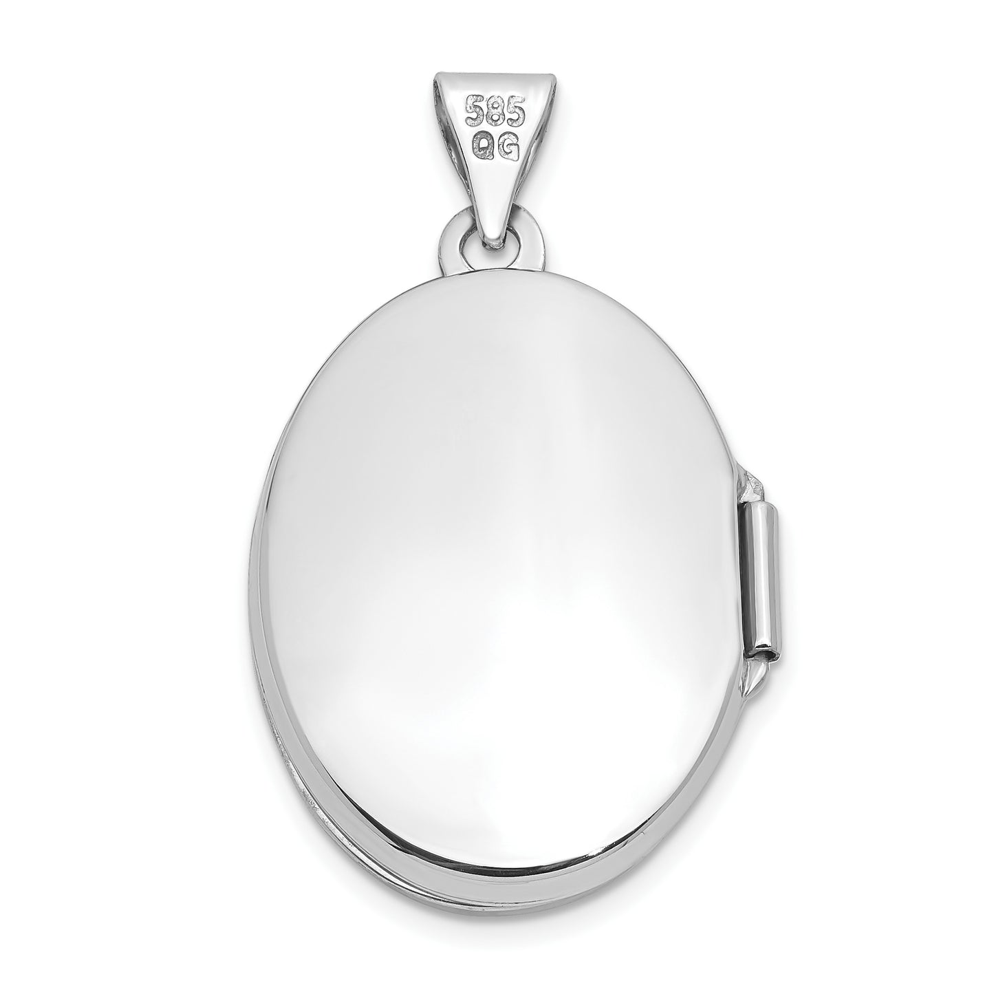 14k White Gold Floral Swirl Design 21mm Oval Locket