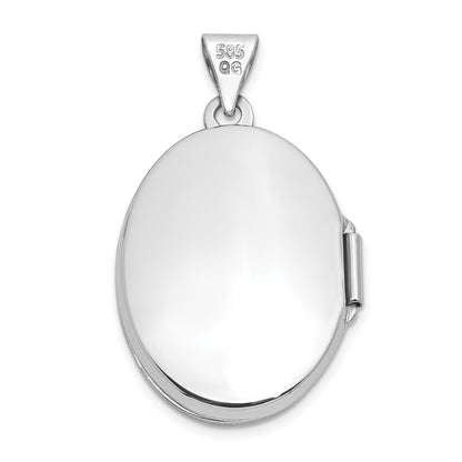 14k White Gold Floral Swirl Design 21mm Oval Locket