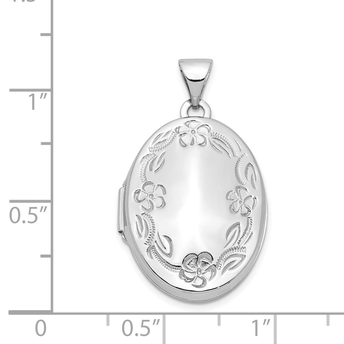 14k White Gold Floral Border 21mm Oval Locket