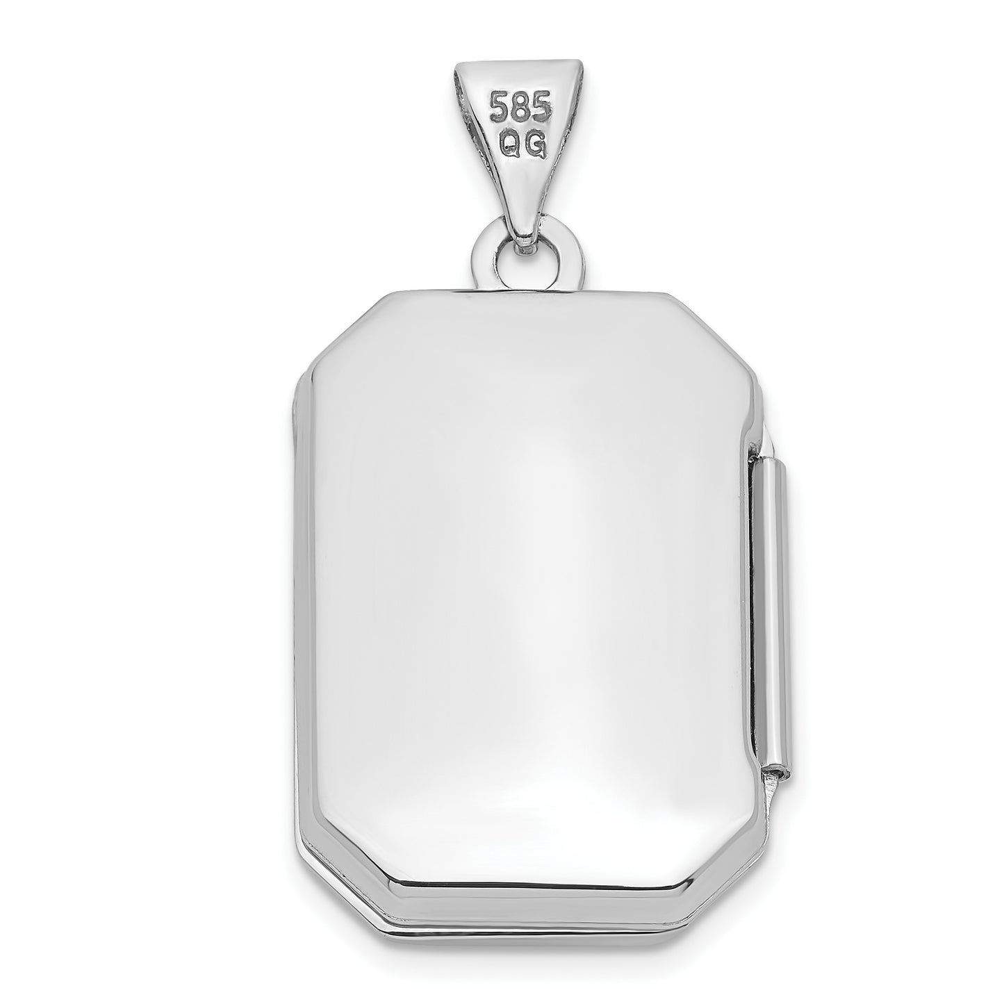 14k White Gold Fancy Border 20x15mm Rectangle Locket