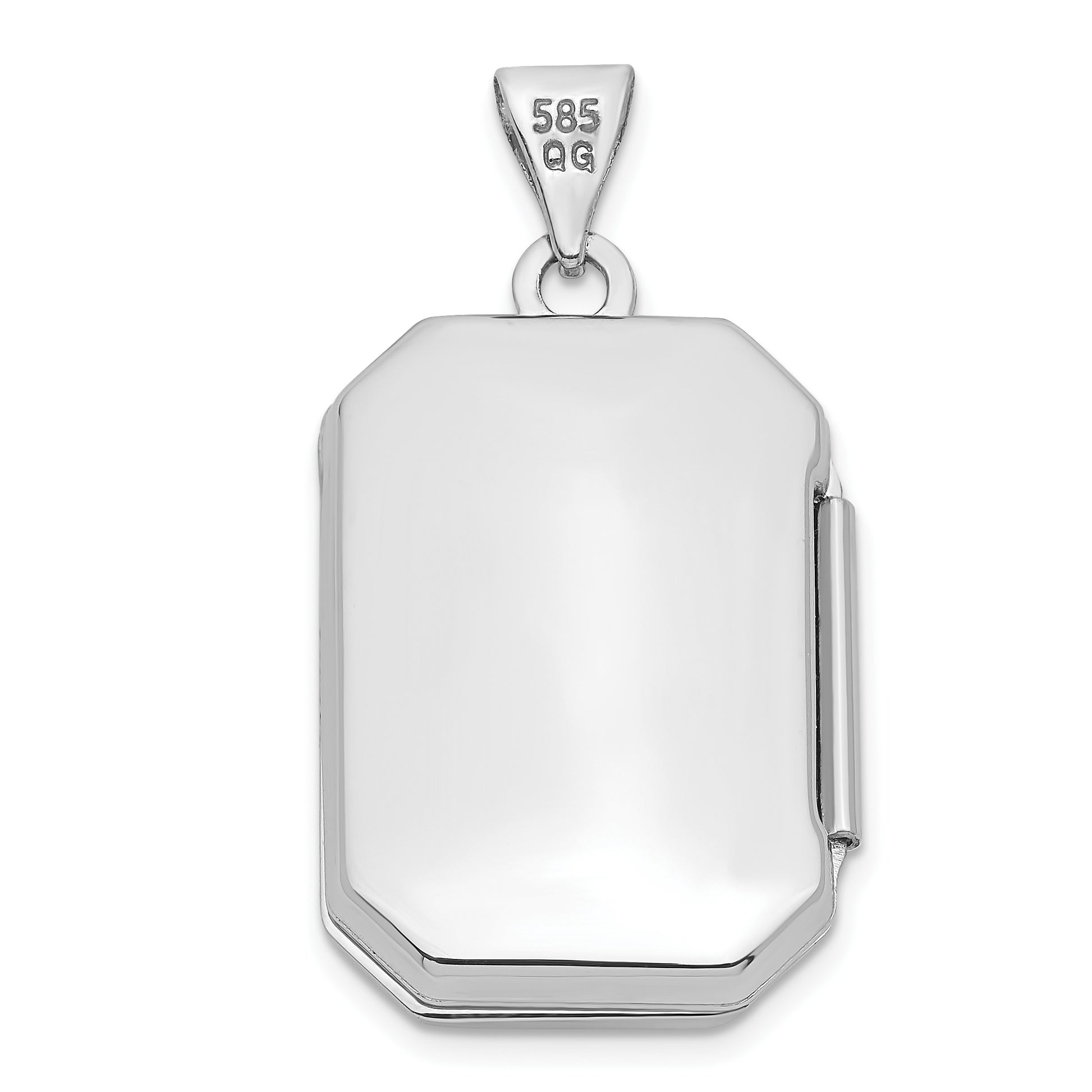 14k White Gold Fancy Border 20x15mm Rectangle Locket