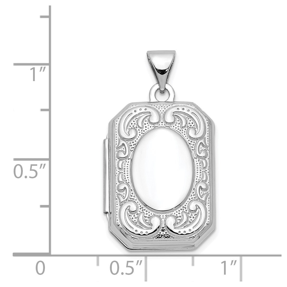 14k White Gold Fancy Border 20x15mm Rectangle Locket