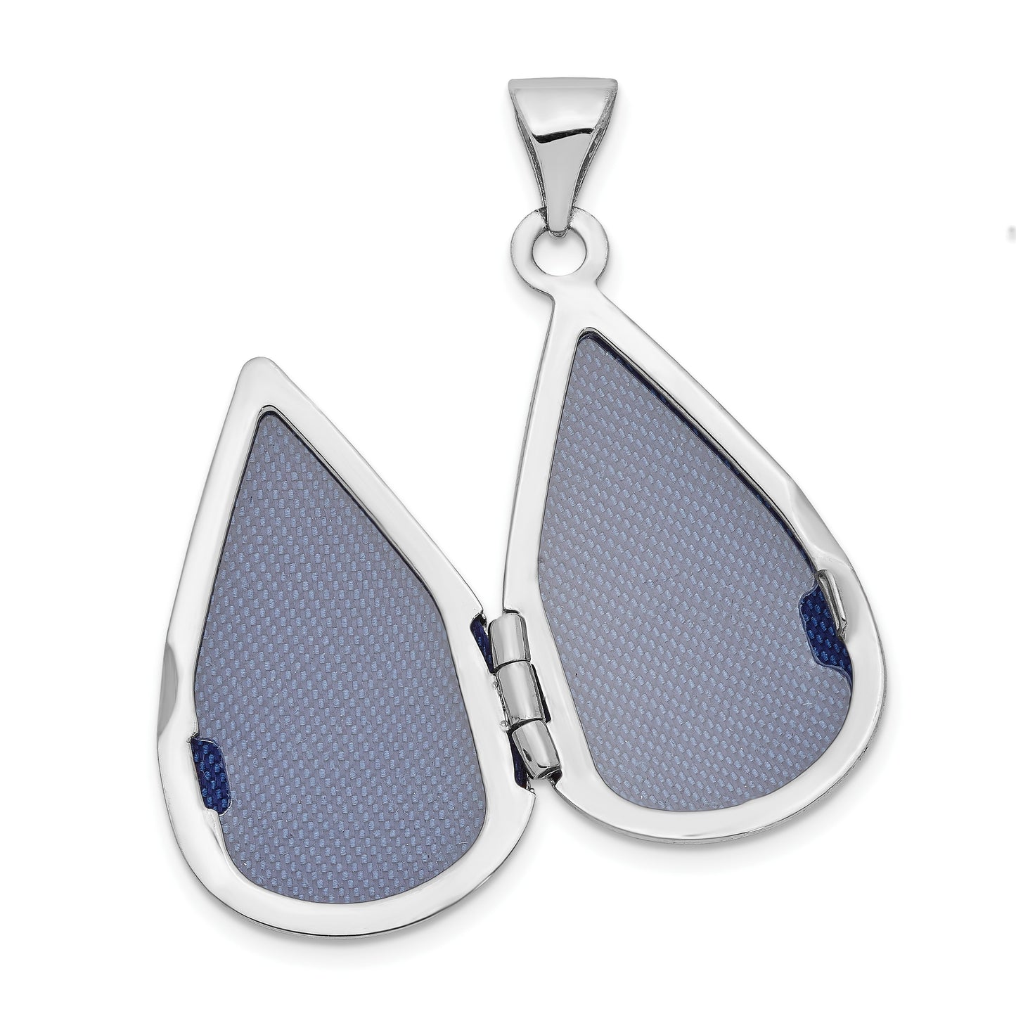 14K White Gold Polished Diamond 21x13mm Teardrop Locket